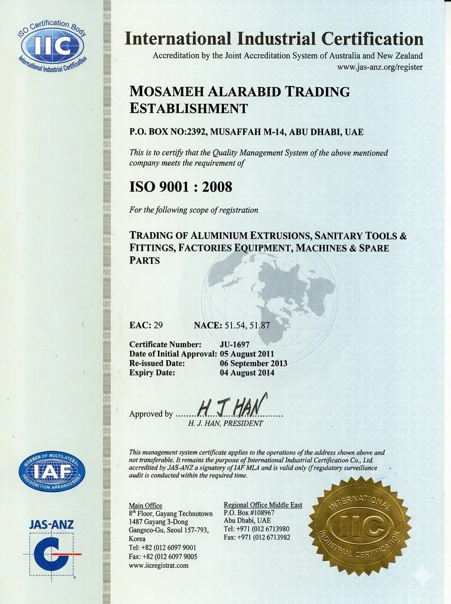 ISO 9001:2008 certificate