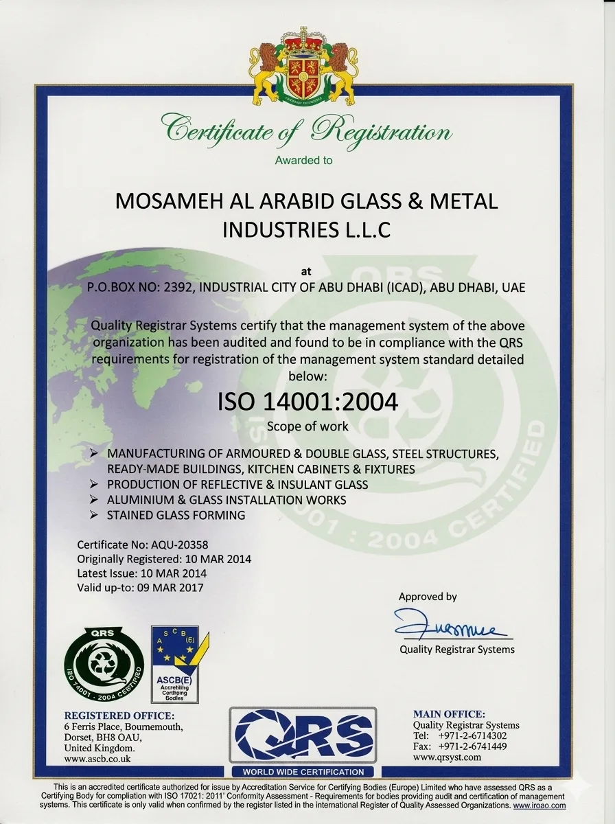 ISO 14001:2004 certificate