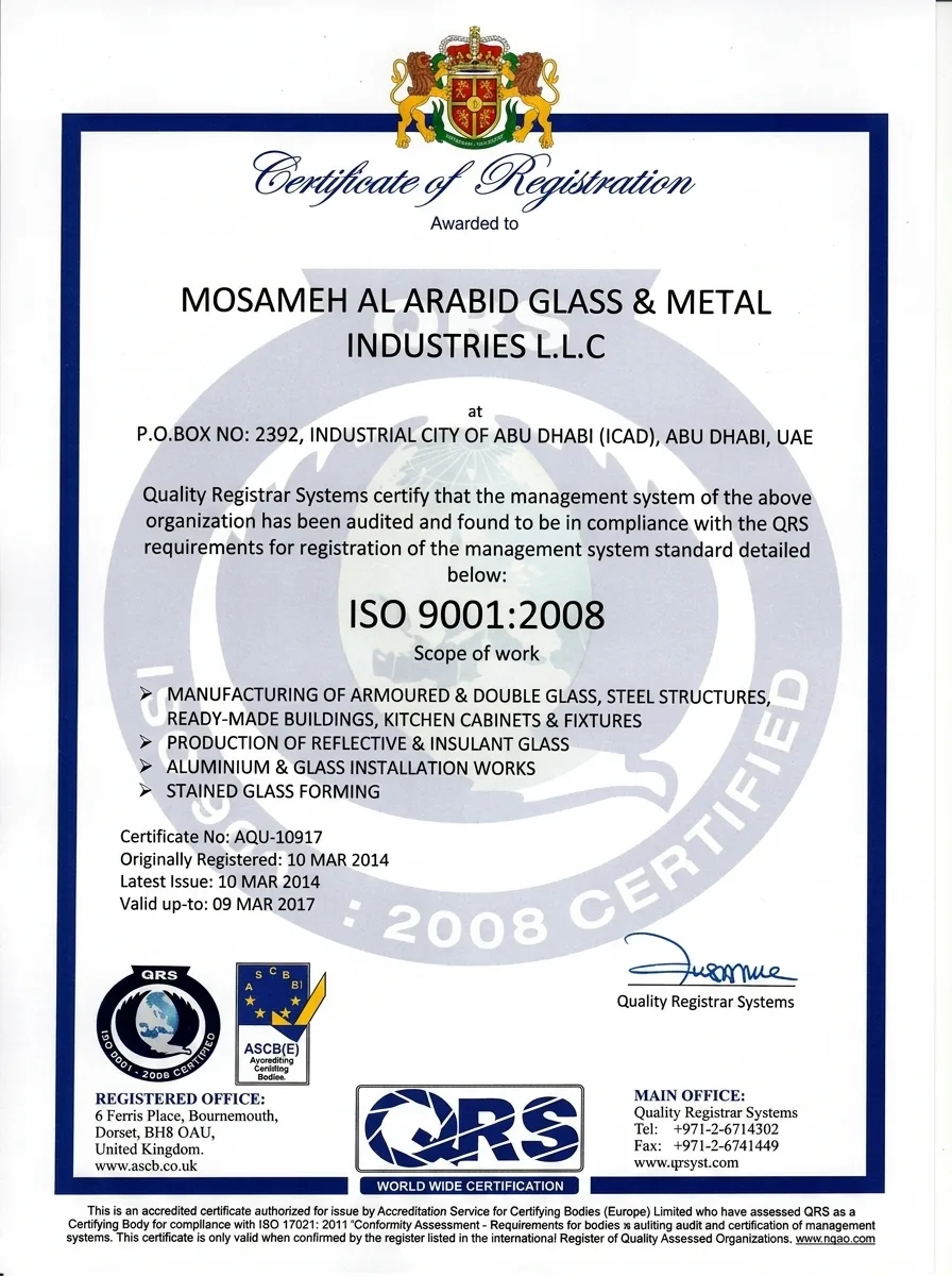ISO 9001:2008 certificate